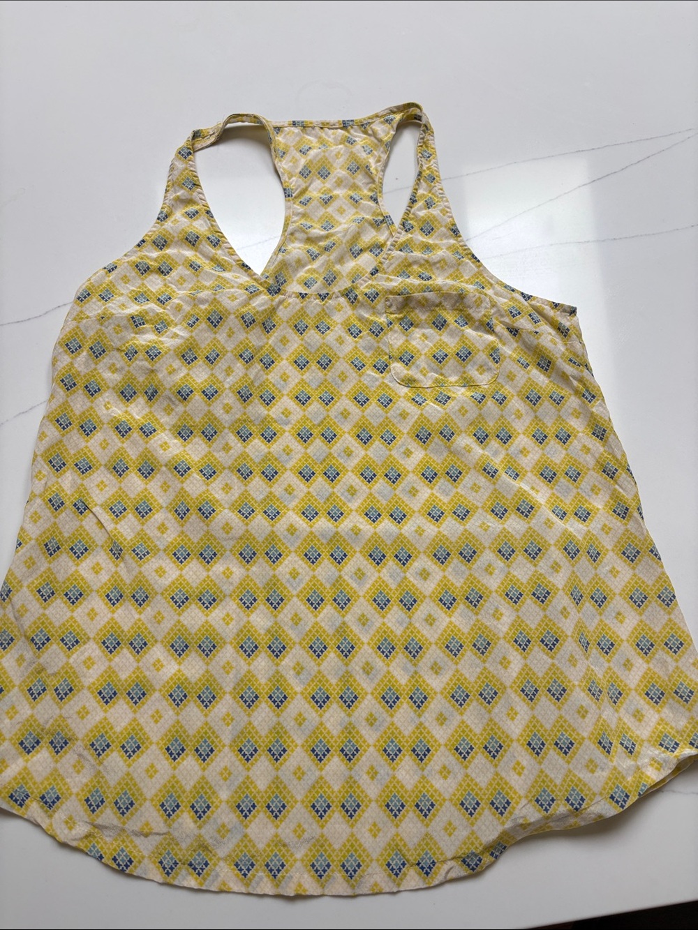 Joie Yellow silk Diamond-Print Racerback Tank